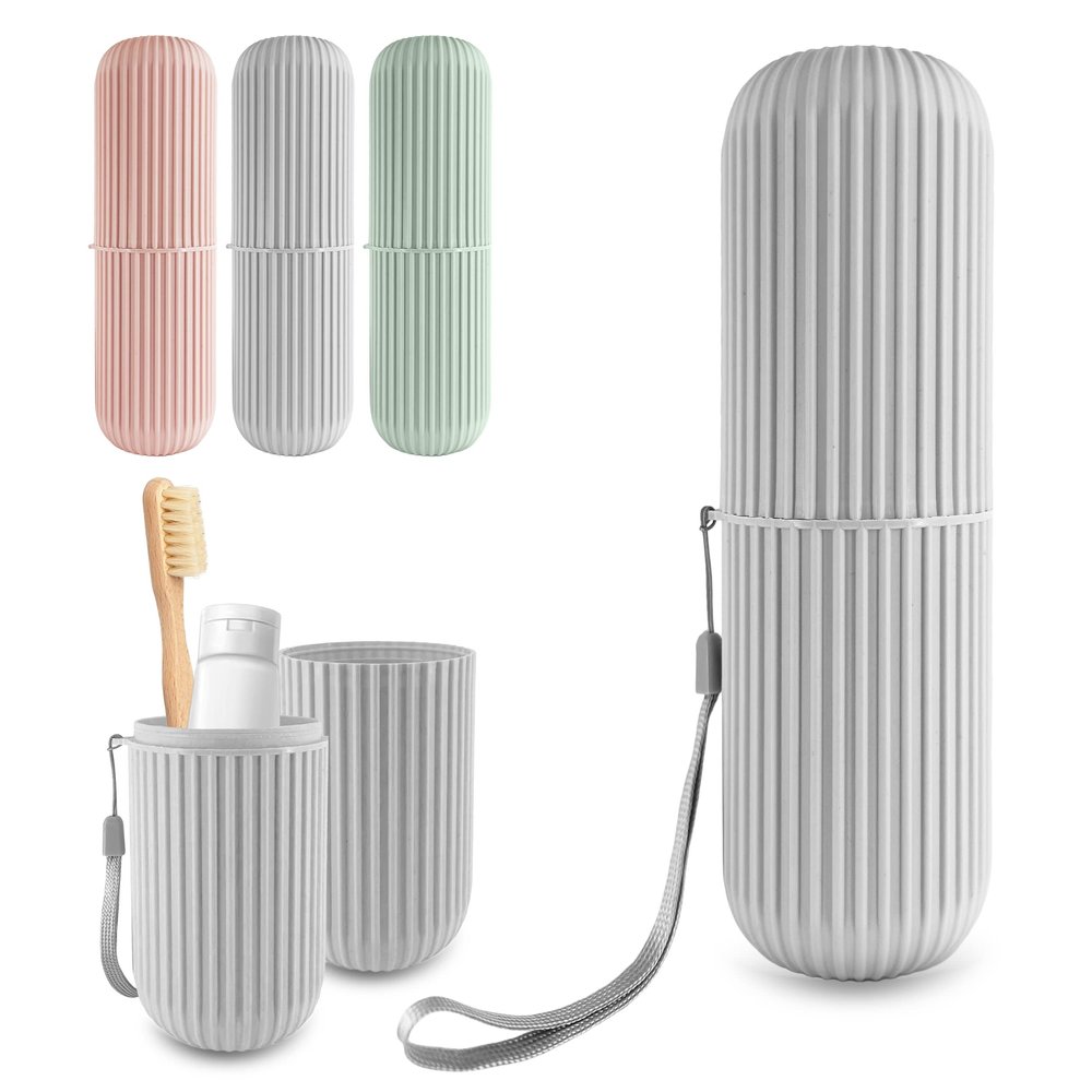 GEYNA Travel Case for Toothbrush, Toothpaste and Makeup Brushes, Toothbrush holders travel. Portable Holder for Home, School, Camping and Bathroom(Grey)