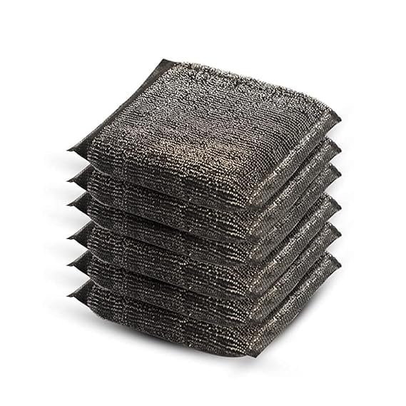 AGNIRVA Scratch Proof Kitchen Utensil Scrubber Pad Heavy Duty Steel Loop Scrubbing Pads for Dishwashing Utensil Cleaning Steel Sponge Scrubber for Dishwash Platform Tiles Sponge Scrubber (Pack of 6)