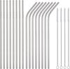 Metal Straws Stainless Steel Straws Reusable Drinking Straws with Cleaning Brush - 10.5" Ultra Long (8 Straight + 8 Bent Straws) view 1