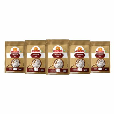 Ghotaram Organics Javvarisi Tapioca Pearls//Sabudana/Sago/Saksak/Sabu(Gluten Free) Rabia/Sagu|Building Powerful Muscles/Boosts nervous system-4900g(980g*5Pkt)