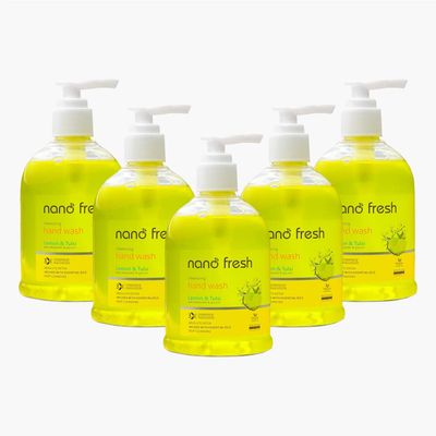 Nano Fresh Lemon and Tulsi Cleansing Hand Wash (Pack of 5) | Blended with Shea Butter and Glycerine | Kills 99.9% Harmful Germs | Antibacterial Formula | 3X Hydrating and Moisturizing (Pack of 5)