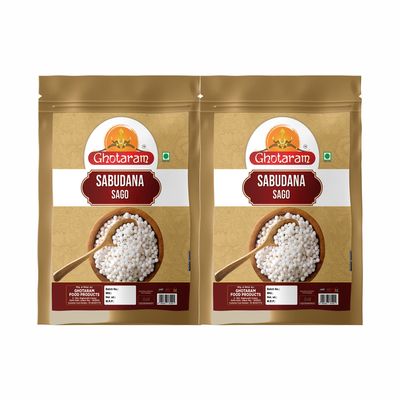 Ghotaram Organics Javvarisi Tapioca Pearls//Sabudana/Sago/Saksak/Sabu(Gluten Free) Rabia/Sagu|Building Powerful Muscles/Boosts nervous system-5960g(2980g*2Pkt)