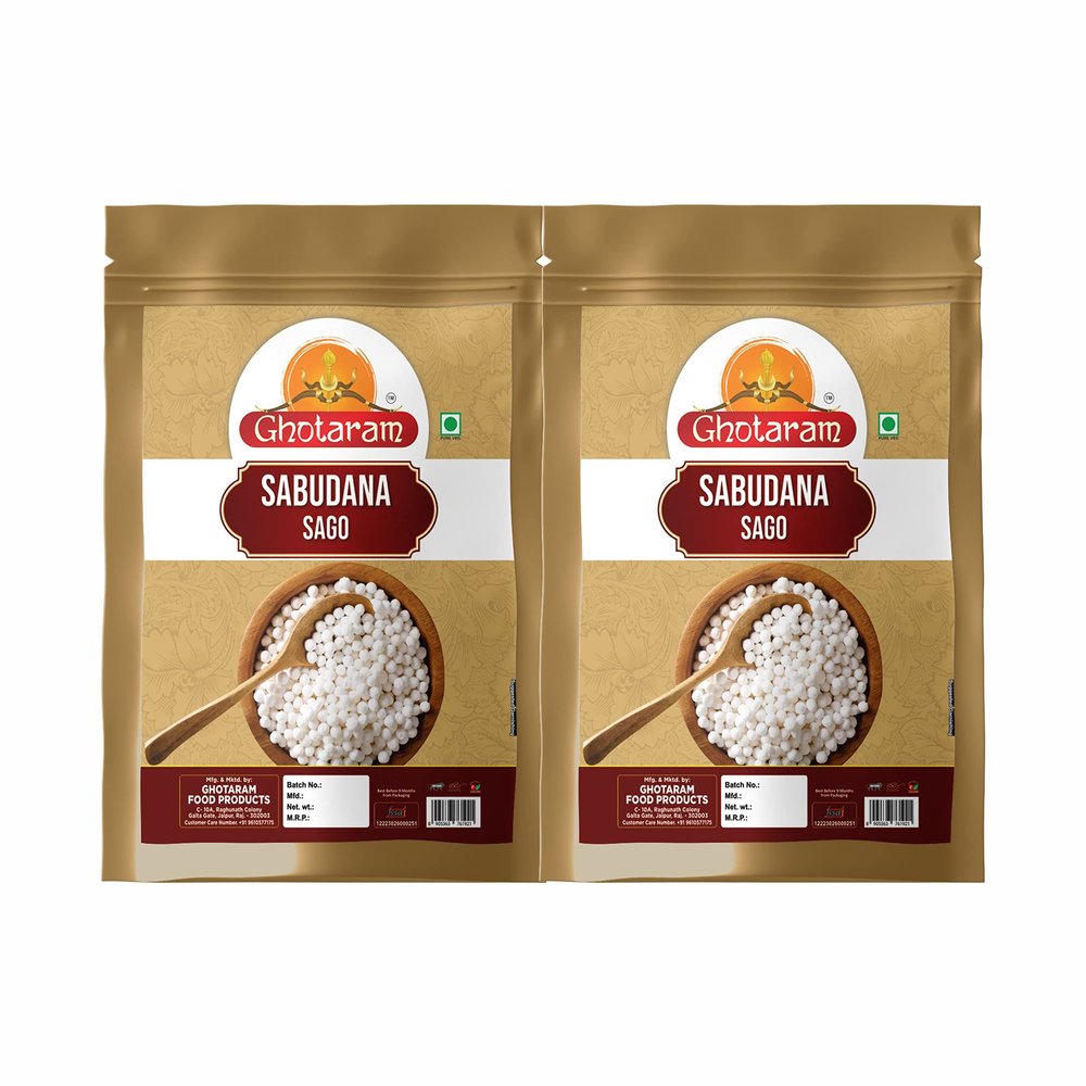 Ghotaram Organics Javvarisi Tapioca Pearls//Sabudana/Sago/Saksak/Sabu(Gluten Free) Rabia/Sagu|Building Powerful Muscles/Boosts nervous system-5960g(2980g*2Pkt)