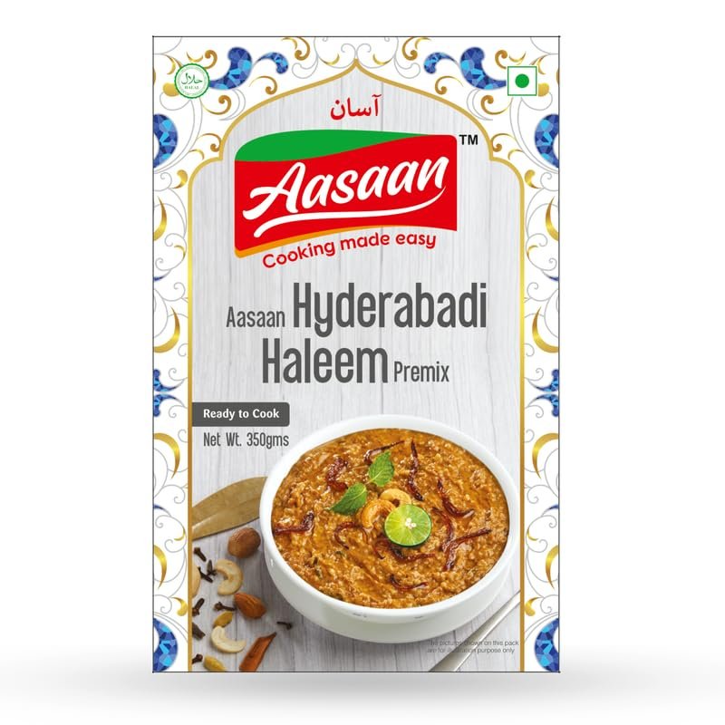 Aasaan Hyderabadi Haleem Premix 350gms, Ready to Cook Haleem Mix, Instant Hyderabadi Haleem Premix, Haleem Instant Mix 350G (Pack of 1)