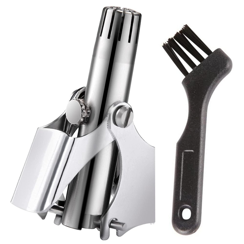 Citaaz Portable Manual Nose Hair Scissors Nasal Hair Remover Cutter, Nose Hair Trimmer Mechanical Nose Hair Removal Tool Stainless Steel Nose Hair Cutter for Men's Bathroom (Silver)