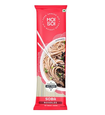 MOI SOI Healthy Soba Noodles | Made with 30% Buckwheat Flour & 55% Whole Wheat | No Maida, Not Fried | 100% Natural | No Artificial Preservatives or MSG | 150gms (Pack of 1)