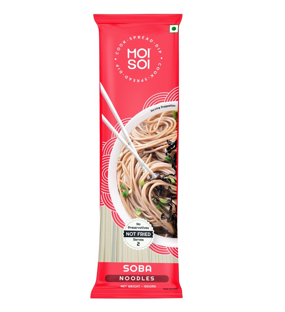 MOI SOI Healthy Soba Noodles | Made with 30% Buckwheat Flour & 55% Whole Wheat | No Maida, Not Fried | 100% Natural | No Artificial Preservatives or MSG | 150gms (Pack of 1)
