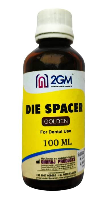 2GM Dental Die Spacer with Good Quality & Golden Professional Grade, Used for Essential Dental Procedures, Precision Dental Tools and Dentistry Operations, Pack of 1 (100ml)