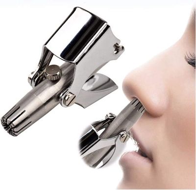 Marrone Nose Hair Trimmer for Men & Women Manual Stainless Steel Painless Professional Rotary Hair Clipper Washable Ear Hair Cutter with Brush & Travel Case (No Batteries Required) (Silver)
