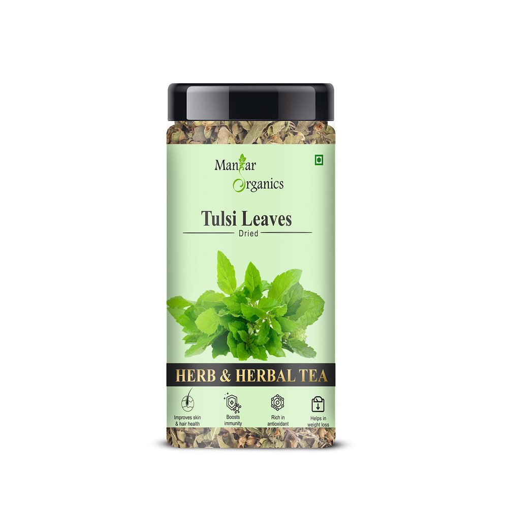 ManHar Organics Dried Tulsi Leaves All-45 grams Natural Herbal Leaves for Tea, Infusions, and Natural Remedies | Tulsi Holy Basil (Ocimum tenuiflorum), Tulasi, and Indian Basil (45g, Tulsi Leaves)