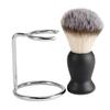 Milaan Mens Shaving Brush In Black Handle & Iron alloy Brush Stand Set view 3