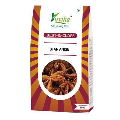 Yuvika Star Anise - Badian Khatai -Star Anise - Illicium Verum 100 Grams