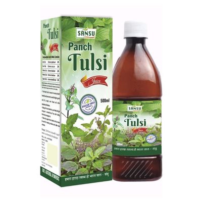 SANSU Panch Tulsi Ras -500 ml (Pack of 5)