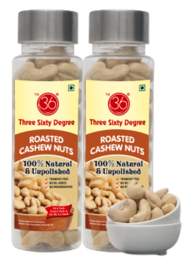 360 Three Sixty Degree Natural & Unpolished Cashews Nuts Kaju, 200gms (2 x 100gms each)