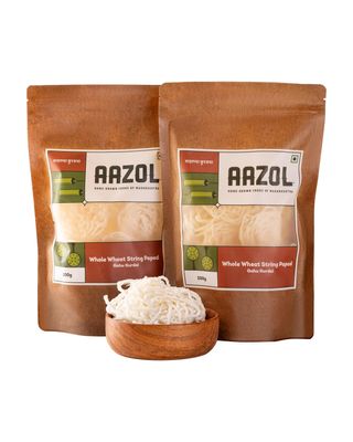 Aazol Whole Wheat String Papad: Gahu Kurdai - 400g (200g - Pack of 2) | Sun-dried Papad | Crispy Snack | Tasty Fryum