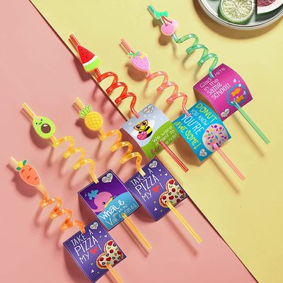 Bandhan Enterprises Pack of 4 Fruit Drinking Straws Multicolor Straw Party Supplies Straws Reusable Plastic for Kids Birthday Favors, Family Table Decorations,