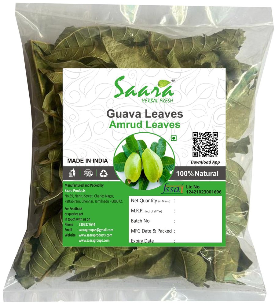 Saara HERBAL FRESH Dry Guava Leaves, 650g|Amrood Patti | Koiya ilai | Psidium guajava | For Tea,Juice,Milkshake,Cake(Pack of 6 X 100g, Pack of 1 X 50g)