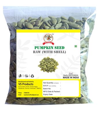 VS Products Pumpkin Seeds, 700g, Pepita Raw Seeds with shell, Kaddu Ke Beej, Poosani Vidhai Seeds With shell (Green) For Eating, (pack of 7 x100g)