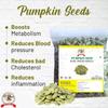 VS Products Pumpkin Seeds, 700g, Pepita Raw Seeds with shell, Kaddu Ke Beej, Poosani Vidhai Seeds With shell (Green) For Eating, (pack of 7 x100g) view 3