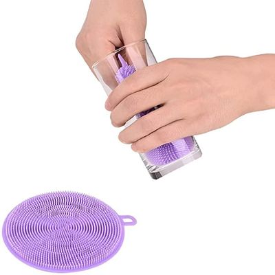 DAIDSUKE (Pack of 2) Silicone Dish Bartan Washing Brush Pot Pan Sponge Also Use Face Scrubber Silicone Scouring Pad Fruit Pot Pan Wash Brushes Kitchen Cleaning Tool (Multicolor)