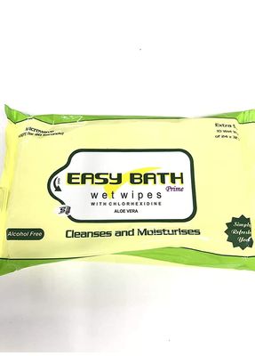 Easy Bath Wet Wipes | Soft Bed Bath 10 Wipes | XLarge Wipes/Pack (32 x 32 cm) - 6 PKT