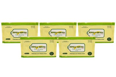 Easy Bath Wet Wipes | Soft Bed Bath Wipes | 10 XLarge Wipes/Pack (32 x 32 cm) - 5 PKT