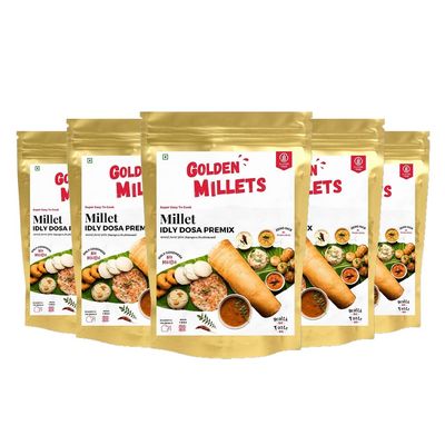 GOLDEN MILLETS Instant Idli Dosa Premix | Gluten Free| Easy and Healthy (500 gram) (Pack of 5)