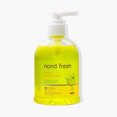 Nano Fresh lemon and tulsi Cleansing hand wash | Blended with Shea Butter and Glycerine | Kills 99.9% Harmful Germs | Antibacterial Formula | 3X Hydrating and Moisturizing (Lemon and Tulsi)