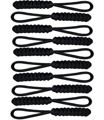 10 Pieces Zipper Pull Replacement Dress Zipper Pull Helper Hand Woven Vajra Knot Paracord Pull Tab Extender for Backpacks Jackets Luggage Purses Handbags (Black)