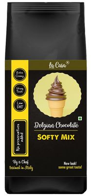 La Casa Soft Serve or Softy Premix - Belgian Chocolate | Extra Creamy & Strong Flavor | Simply add Milk to prepare Soft Serves | 250g |