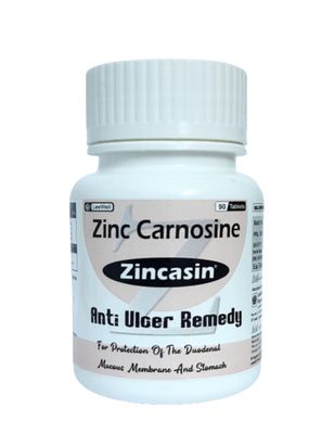 Zincasin Zinc carnosine tablets | Protect Gastric Ulcers and Intestinal Mucosal Lining, Laky Gut care, Immunity Booster, Improve Taste buds function, Neurotransmitter Support | Healthy Skin, Acne, Hair Loss, IBD, IBS, Liver Support Supplement - 90 ta