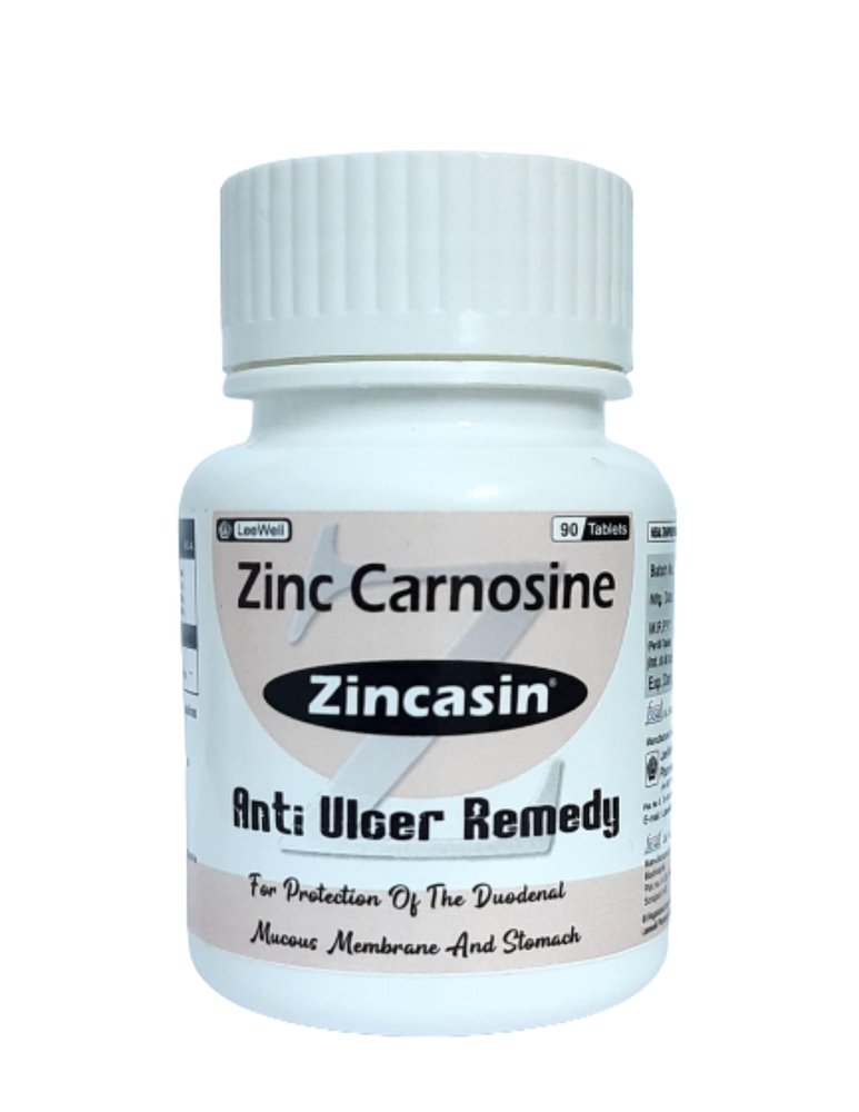 Zincasin Zinc carnosine tablets | Protect Gastric Ulcers and Intestinal Mucosal Lining, Laky Gut care, Immunity Booster, Improve Taste buds function, Neurotransmitter Support | Healthy Skin, Acne, Hair Loss, IBD, IBS, Liver Support Supplement - 90 ta