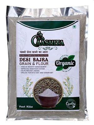 AASHITA Desi Bajra Atta | Pearl Millet Flour | Produce of India from Organic Farms | Rich in Dietary Fibres | Free from Sugar, Cholestrol, Transfats - 10 KG