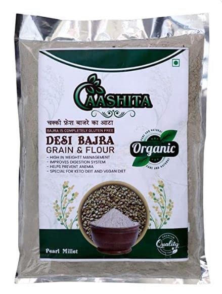 AASHITA Desi Bajra Atta | Pearl Millet Flour | Produce of India from Organic Farms | Rich in Dietary Fibres | Free from Sugar, Cholestrol, Transfats - 10 KG