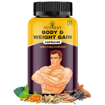 Nutriley Weight Gainer Capsules, Increase Medicine, Badhane Ki Dawai for Men & Women - 60 Capsules (Pack of 1)