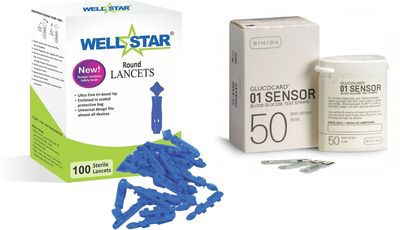 Wellstar ROUND Glucometer Lancets (100) With GLUCOCARD SENSOR 50 Test Strips Glucometer Lancets (100)