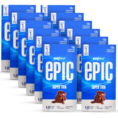 Manforce Epic Desire | Ultra Thin Condom for Enhanced Pleasure | Silk Chocolate Flavour | 120 Pcs