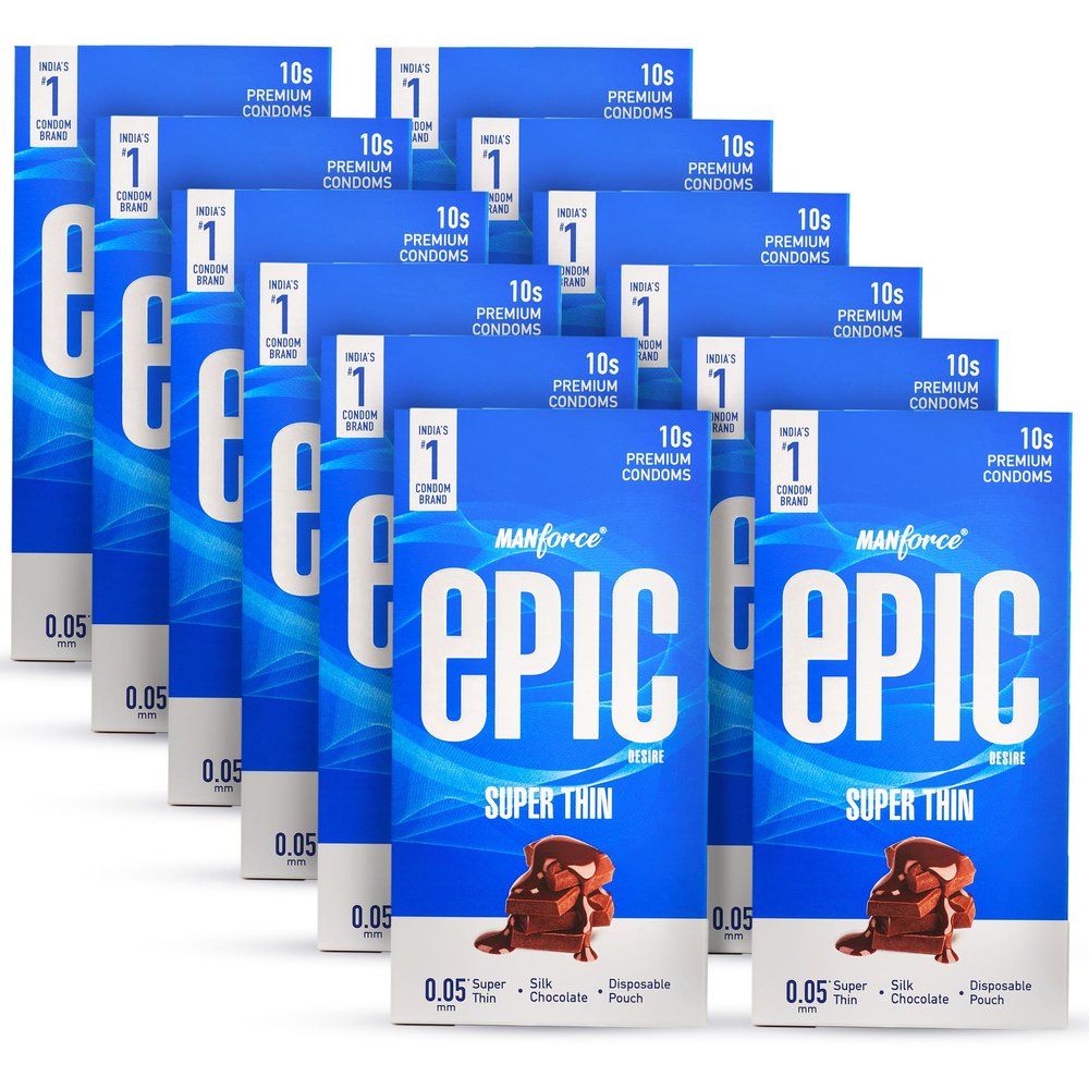Manforce Epic Desire | Ultra Thin Condom for Enhanced Pleasure | Silk Chocolate Flavour | 120 Pcs
