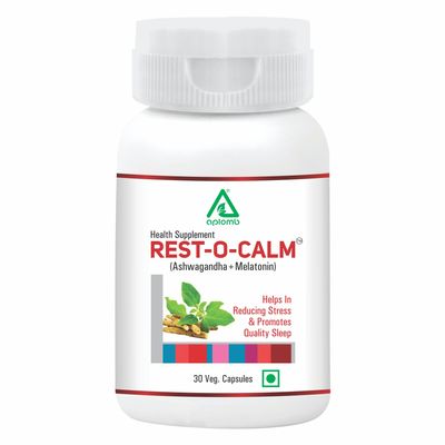 Aplomb Rest-O-Calm with Shoden Ashwagandha & 10mg Melatonin  Sleep Support Capsules for Men & Women | Reduces Stress & Anxiety | Promotes Deep, Restful Sleep | 30 Capsules (30-Day Pack)