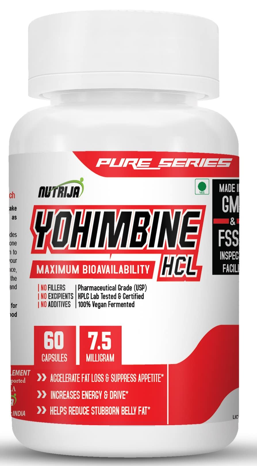 NutriJa Yohimbine 7.5MG - 60 Capsules, 80 grams