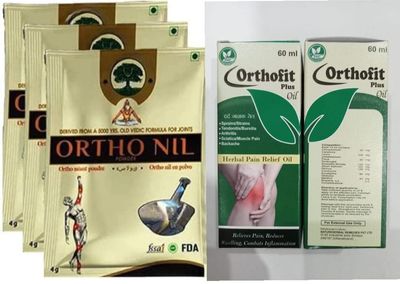 Aaryant orthonil powder herbal powder for joint and back pain 42 pouches with 60ml orthofit plus ayurvedic pain oil free