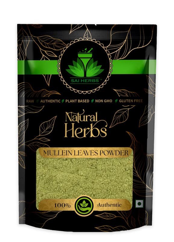 SAI HERBS Mullein Leaf Extract Powder - Natural Lung Support Supplement - Clean Lungs - Pure & Natural (500 Grams)