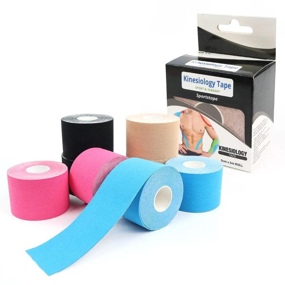 NIVKART K Tape Physiotherapy Kinesiology Tape Latex free Breathable Athletic Sports Tape for Injury Muscle Pain Relief Joint Support and Muscle Recovery Tape (5mX5cm) (Pack of 1) (LARGE, 10)