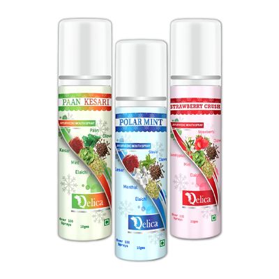 Qelica Ayurvedic Mouth Fresheners Spray - Freshen Breath and Improve Oral Health Naturally (Paan,Polar,Strawberry)