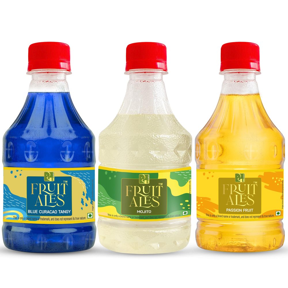 Dhampure Speciality Vodka Rum Gin Mocktail Cocktail Mixer For Adult - Blue Curacao, Mojito, & Passion Fruit (Pack Of 3), 900Ml