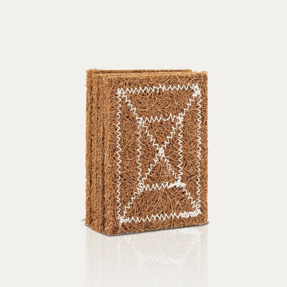 Coconut Scrub Pad 10cm x 8cm | Dishwashing Pad | Natural Long-Lasting Stitched Coir Scrubber - Set of (5)