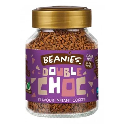 BEANIES Flavoured Instant Coffee Powder - Double Chocolate Hot & Cold Coffee Makes 25 Cups 100% Arabica Light Roasted Coffee Sugar Free 50g. Bottle (Double Chocolate)
