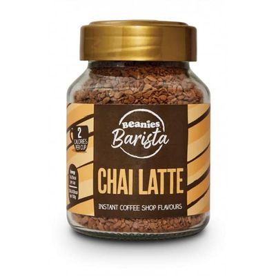 BEANIES Flavoured Instant Coffee Powder - CHAI LATTE Hot & Cold Coffee Makes 25 Cups 100% Arabica Light Roasted Coffee Sugar Free 50g. Bottle (Barista Chai Latte)