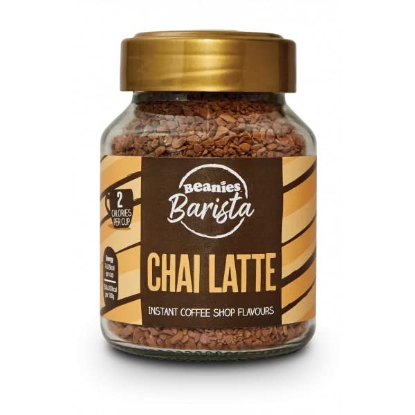 BEANIES Flavoured Instant Coffee Powder - CHAI LATTE Hot & Cold Coffee Makes 25 Cups 100% Arabica Light Roasted Coffee Sugar Free 50g. Bottle (Barista Chai Latte)