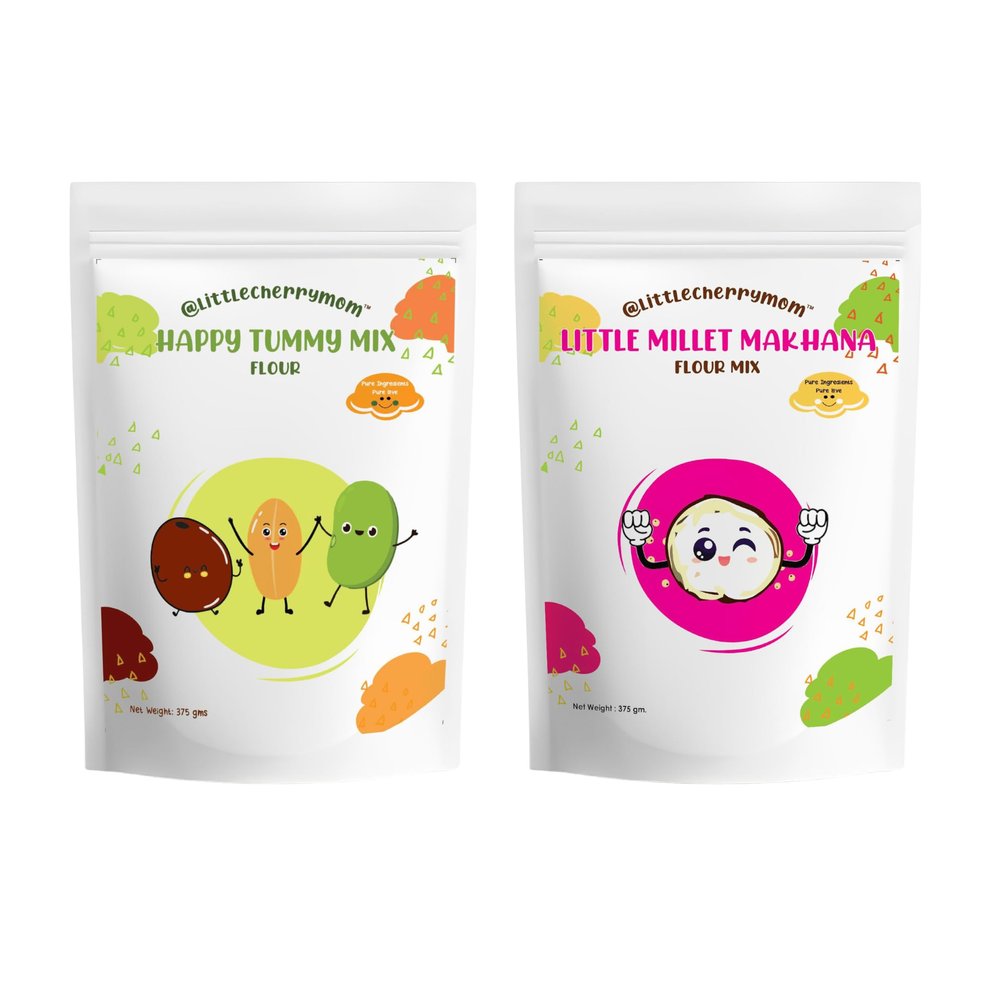 littlecherrymom Happy Tummy Combo - (Happy Tummy Mix, Little Millet Makhana) 375g each